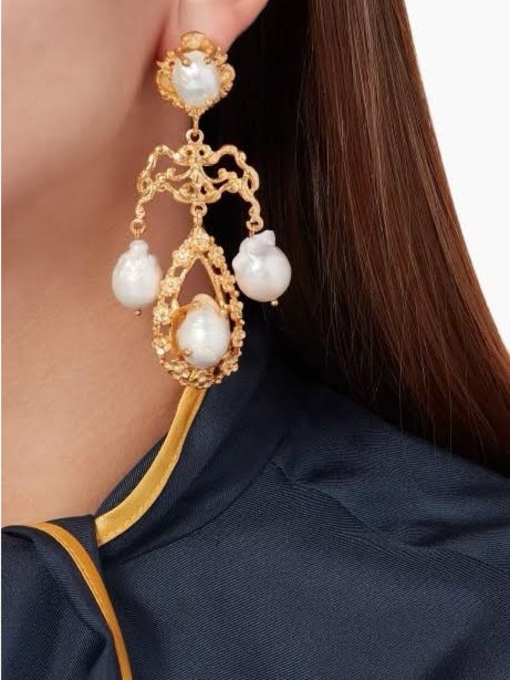Gold Baroque Pearl Drop Earrings - Luxe Statement